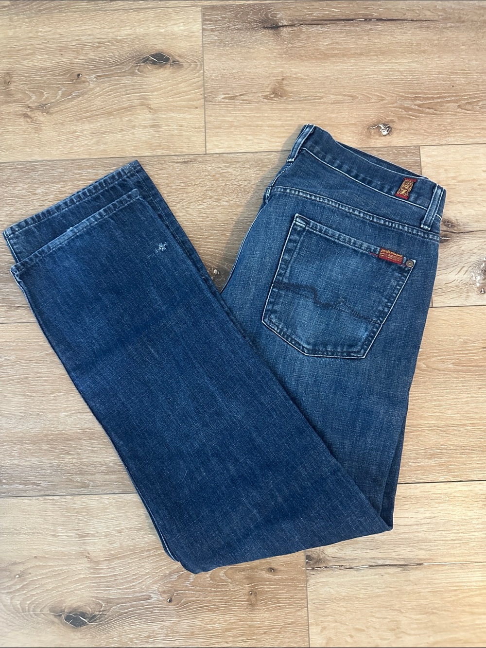 7 For All Mankind Men’s Blue Denim Standard Fit Jeans - Picture 2 of 4